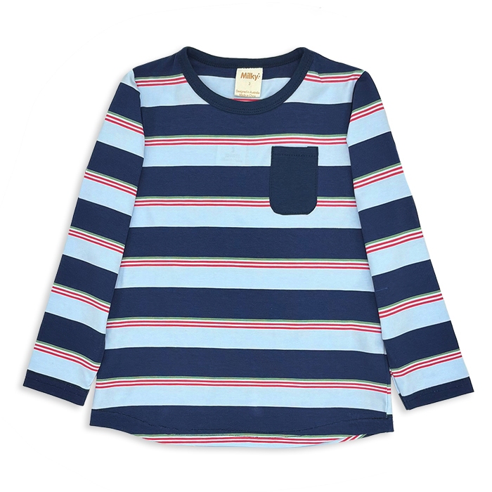 Milky Stripe Pocket Tee 2-7Y